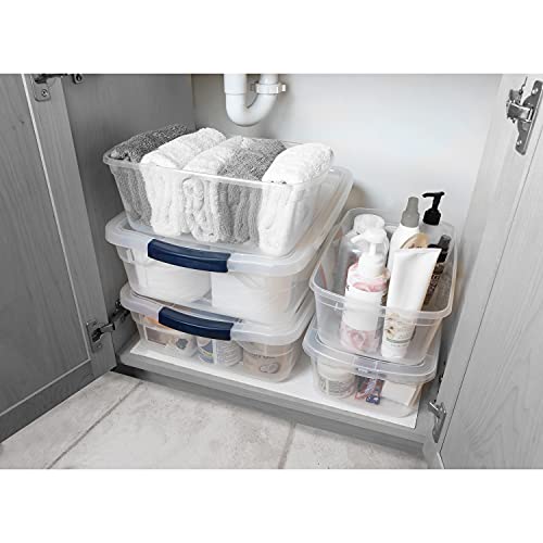 Rubbermaid Cleverstore Clear 41 QT Pack of 6 Stackable Plastic Storage Containers with Durable Latching Clear Lids - size: 41 Quart - 6 Pack