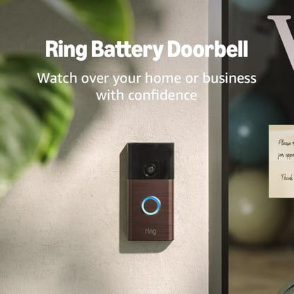 Like-New Ring Battery Doorbell, Home or business security with Head-to-Toe video, Live View with Two-Way Talk, and Motion Detection & Alerts, Venetian Bronze - color: Venetian Bronze