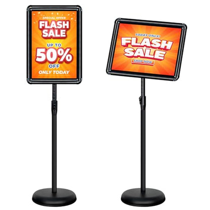 11x17 Sign Holder Stand - Adjustable Floor Standing Sign Stand - color: Black, size: 11"x17"-1Pack