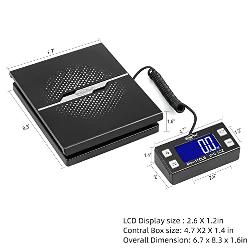 Weighmax W-8809 150lbs x 0.1oz Digital Shipping and Postal Scale with Extended Display, Black, Batteries and Ac Adapter Included, W-8809-150 Black - color: Black