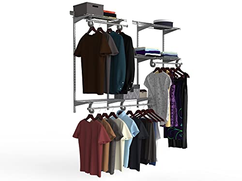 ClosetMaid ShelfTrack Wire Closet Organizer System, Adjustable from 4 to 6 Ft., with Shelves, Clothes Rods, Hardware, Durable Steel, Satin Chrome - color: Satin Chrome, size: 4 ft to 6 ft