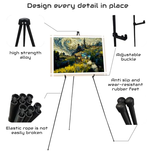 2 Pack Easel Stand for Wedding Sign & Poster, Adjustable Easels for Display - color: Black 2PC