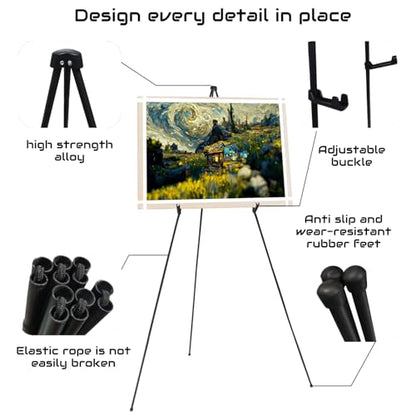 2 Pack Easel Stand for Wedding Sign & Poster, Adjustable Easels for Display - color: Black 2PC