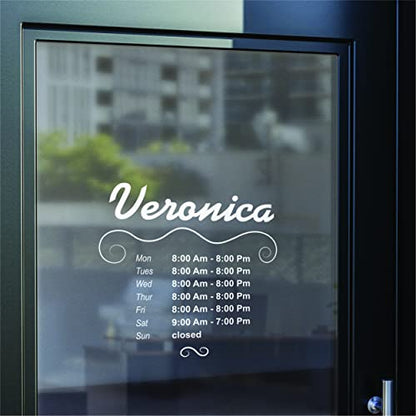 Personalized Office Door Decal - Store Front Sign - Business Hour Decal Vinyl - Working Hours Decal for Shopfront - Opening Hours Sticker - Store Hours Door Decal 10x10