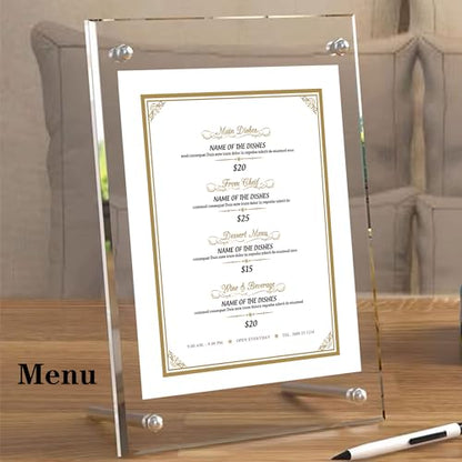 QR Code Signs,7.5 x 9.5 Inch Acrylic Menu Sign Holder with Metal Stand Office Table Clear Display Sign Stand Ad Photo Frame Holder Double-sided Menu Dispaly for Store,Office,Restaurant,Hotel,Home - size: 7x9 Inch,1 Pack