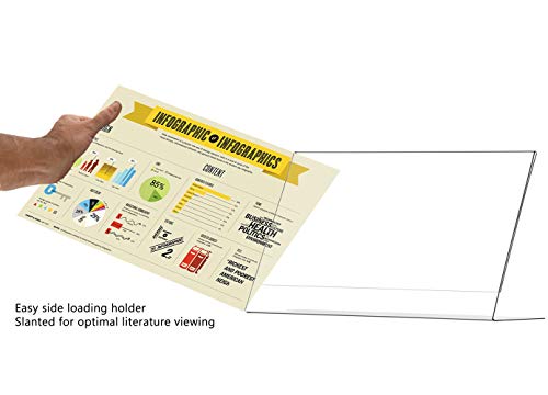 Marketing Holders Horizontal Sign Holder 17" x 11" Slanted Counter Top Ad Notice or Office Hours Display Frame Large Table Tent Literature Advertising Display Restaurants Expos Trade Shows - size: 17"w x 11"h