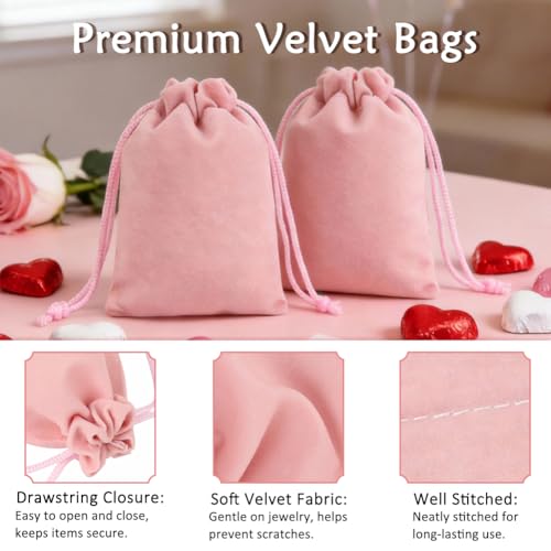 Shintop 10PCS Velvet Drawstring Bags, 3x4 in Small PinkGift Packaging - color: Pink, size: 1 Count (Pack of 10)