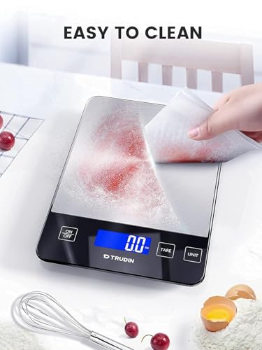 33lb Food Scale, NASA-Grade Digital Kitchen Scale, Precisely Measures Grams and Ounces for Baking and Cooking, Waterproof Tempered Glass & Stainless Steel Platform