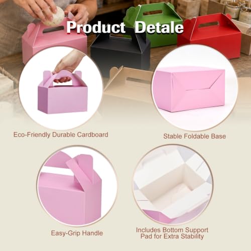 Aosric Small Pink Gable Boxes 3.5 x 3.5 x 6.3 In, 30 Pack - color: Pink