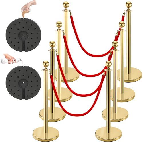 8 PCS Stanchions and Velvet Ropes Set Velvet Ropes and Posts