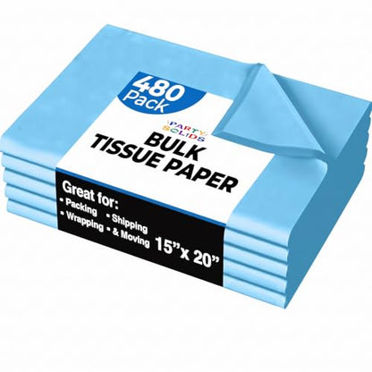 Party Solids Light Blue Tissue Paper for Gift Bags 15" X 20" 480 Sheets - color: Light Blue, size: 15" X 20"