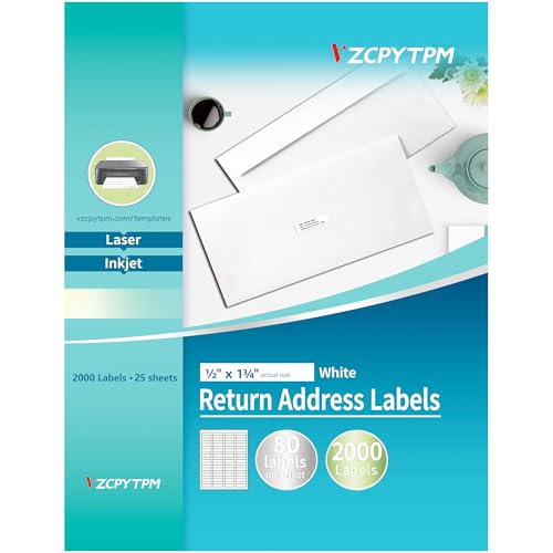 VZCPYTPM Printable Address Labels,0.5"x1.75" Self-Adhesive Return Stickers for Printer,2000 Blank Label,Personalized Mailing Labels for Envelopes,for Home,Office,or Small Business Use - size: 0.5x1.75 inch, style: Matte-2000Pcs