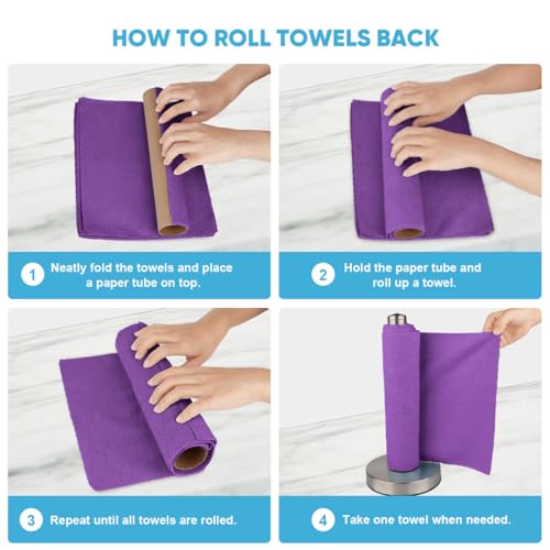 AIDEA Microfiber Cleaning Cloth Roll-75PK, Purple Paper Towels, 11.5"×11.5" - color: Purple