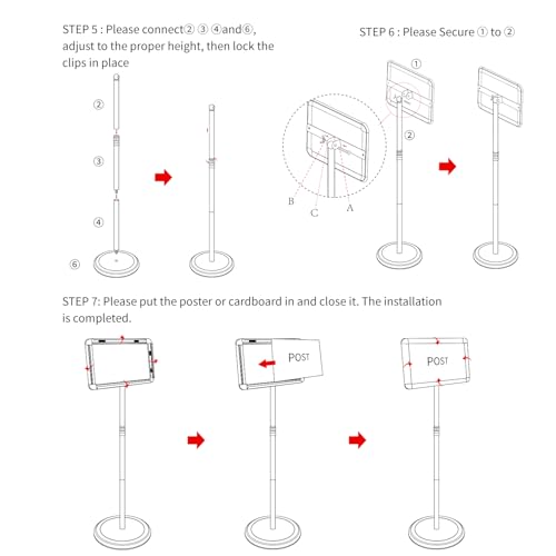 Sign Holder Stand Display: 8.5×11 Inch Adjustable Standing Signage Stand with Snap Frame for Malls Schools Restaurants (2 pack)