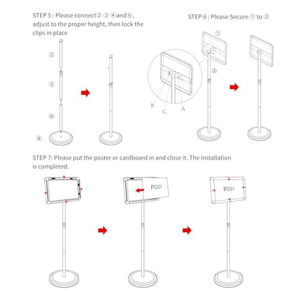 Sign Holder Stand Display: 8.5×11 Inch Adjustable Standing Signage Stand with Snap Frame for Malls Schools Restaurants (2 pack)