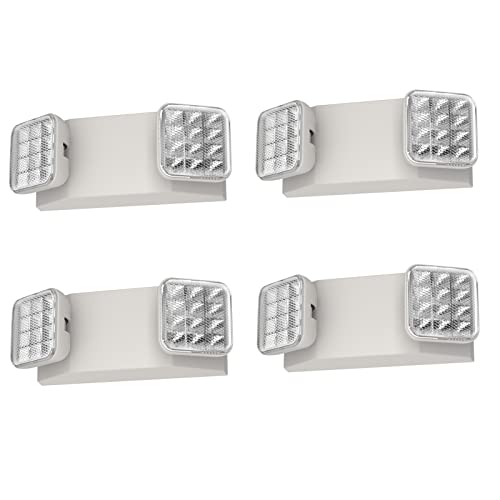 SPECTSUN 4 Packs Led Emergency Lights for Business, with Battery Backup,Hard Wired, UL 924 Certified,AC 120/277V,Two Head Adjustable LED Emergency Lighting. - size: 4 PACK