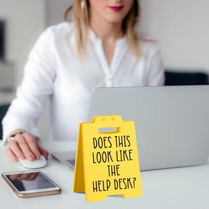 Funny Office Desk Sign – Sarcastic Cubicle Decor for Coworker, Boss, Employee – Gag Gift for Birthday, Christmas, or White Elephant - style: HELP DESK-Y