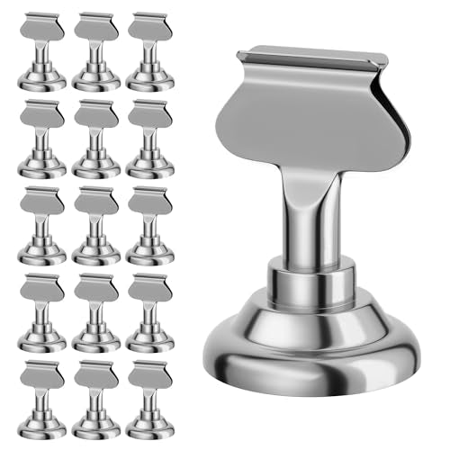 Urban Deco 16PK Table Number Holders Place Card Holders 1.7 Inch Table Card Holders Steel Card Holders for Photos, Food Signs, Memo Notes, Weddings, Restaurants, Birthdays(Silver) - color: Silver 16PK