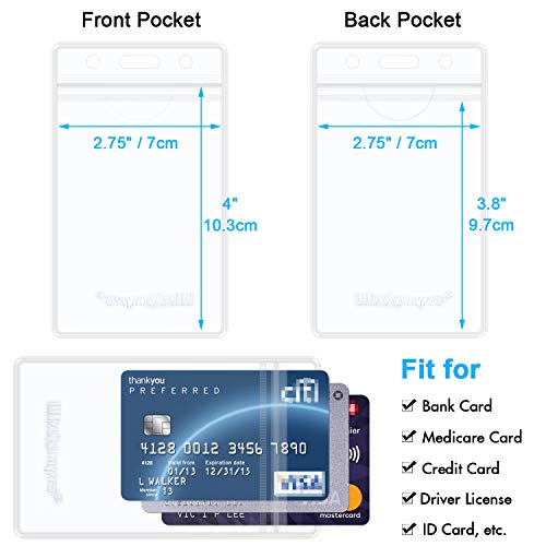 Wisdompro 10 Pack 2-Sided Card Slot Clear ID Badge Holder, Vertical - color: Clear Zip, size: 10 Pack Vertical