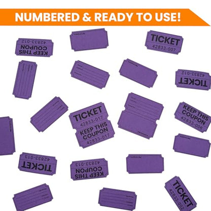 PM Company 2000 Pcs (1000 Pairs) Raffle Tickets Double Roll, 50/50 Purple - color: Purple