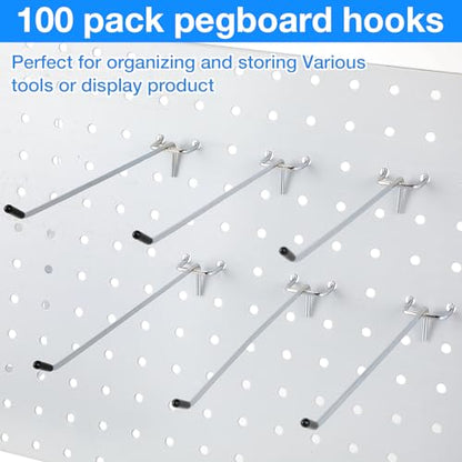 Moxweyeni 8 Inch 100 Pcs Pegboard Hooks Peg Board Stainless Steel Hangers - size: 8 Inch