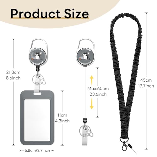HHandlein Retractable Badge Holder with Stretch Scrunchie Lanyard, I'm Fine - color: I'm Fine
