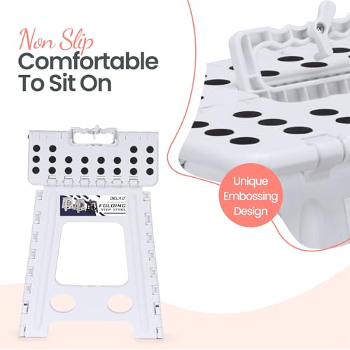 Delxo 16 Inch Folding Step Stool,Foldable Step Stool for Adults White - color: White, size: 16 Inch