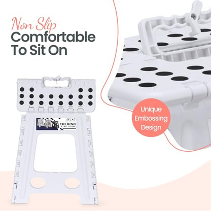Delxo 16 Inch Folding Step Stool,Foldable Step Stool for Adults White - color: White, size: 16 Inch