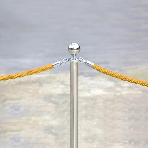 PATIKIL Stanchion Rope, 1.2m/3.9Ft Barrier Rope Twisted Post Ropes for Posts Stands Queue Divider Crowd Control of Hotel, Yellow Silver - color: Yellow, Silver, size: 3.9Ft