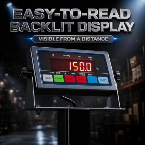 Industrial Floor Scale, 48"x48" (4'x4'), 5000 lb x 1 lb, Heavy Duty Pallet Warehouse Scale with NTEP Approved Digital Indicator for Business & Postal Weighing