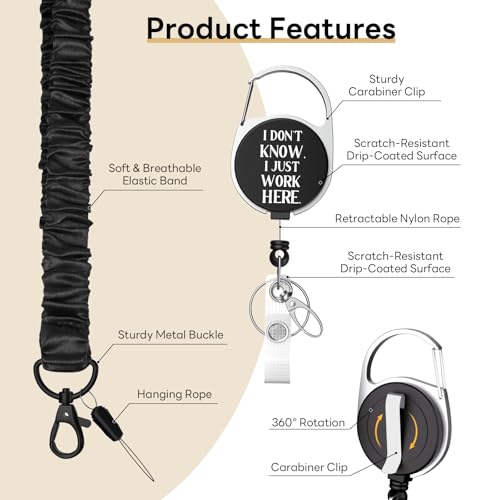 Retractable Badge Holder with Detachable Lanyard, I Don't KONW - color: I Don't Konw