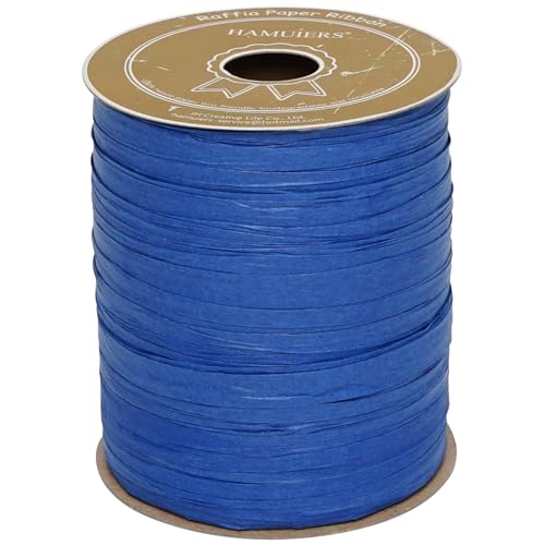Raffia Ribbon for Gift Wrapping, Packing Paper Twine, Craft Ribbon Raffia Yarn for Crochet - 1/4'' Wide, 100 Yards, Royal Blue - color: Royal Blue