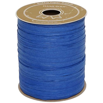 Raffia Ribbon for Gift Wrapping, Packing Paper Twine, Craft Ribbon Raffia Yarn for Crochet - 1/4'' Wide, 100 Yards, Royal Blue - color: Royal Blue