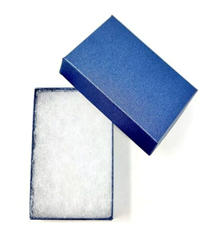 RJ Displays-50 Pack Cotton Filled Pearl Blue Paper Cardboard Jewelry Gift Boxes - Jewelry Rings Pendant Earring Necklace Bracelet Packaging and Store Display 2 5/8" x 1 1/2" x 1" Size #21