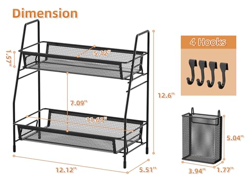 2 Tier Bathroom Countertop Organizer, Vanity Storage Shelf, Small, Black - color: 2 Tier Small Black