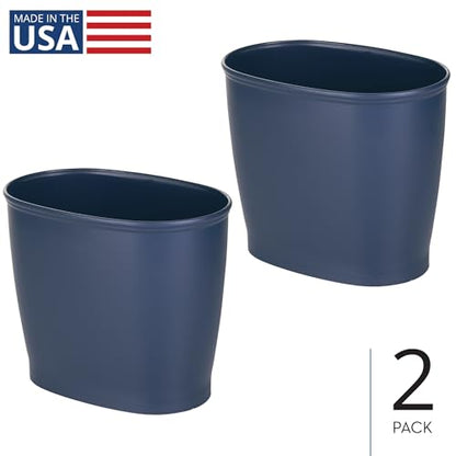 iDesign Slim Plastic Bathroom Trash Can, 2-Pack, Navy - color: Navy, style: Pack of 2