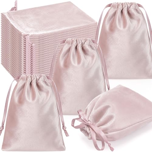 Abbylike 24 Pcs Rose Pink Velvet Jewelry Bags with Drawstring 5x7 Inch Cloth Gifts Bag Jewelry Pouches Small Reusable Treat Bag for Storage Wedding Party Favor Tarot Cards Crystals Business Packaging - color: Pink