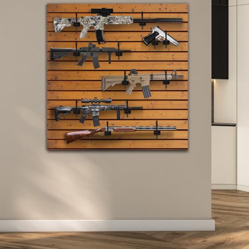 Gun Rack Wall Mount – 12-Pack Vinyl-Coated Steel Hooks for Slatwall, Pegboard & Gridwall – Rifle & Shotgun Hangers for Firearm Display and Storage