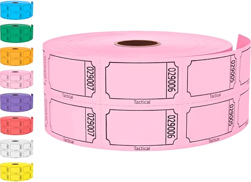 Tacticai 1000 Blank Raffle Tickets, 50/50 Double Roll, Pink - color: B - Double Roll - 1,000 Tickets - Blank - Pink