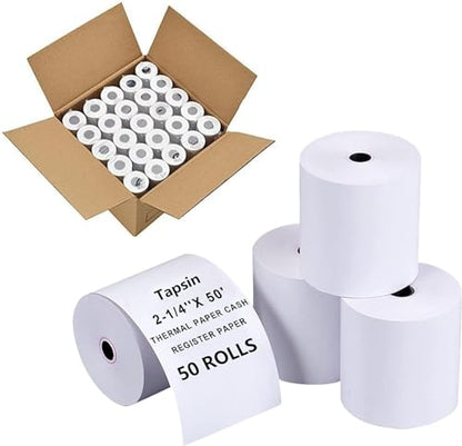 2-1/4'' X 50' Thermal Receipt Paper Rolls - Premium Thermal Printer Paper - (200 Rolls) - size: 2 1/4" x 50', style: 200 Rolls