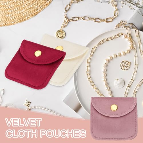 PATIKIL Velvet Jewelry Pouches, 24 Pcs Jewelry Packaging Gift Bags with Snap Button for Bracelet Rings Watch Necklace, (2"x2"/3"x3") Dark Blue - color: Dark Blue