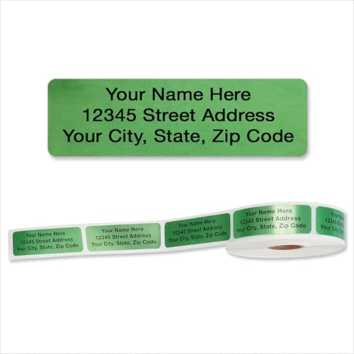 Colorful Images Green Metallic Foil Rolled Return Address Mailing Labels with Dispenser, Customize with Name & Shipping Address, 500 Self Adhesive, Easy Peel Sticker Label Roll, 3/4" x 2 1/2" - color: Green, size: 500 Count
