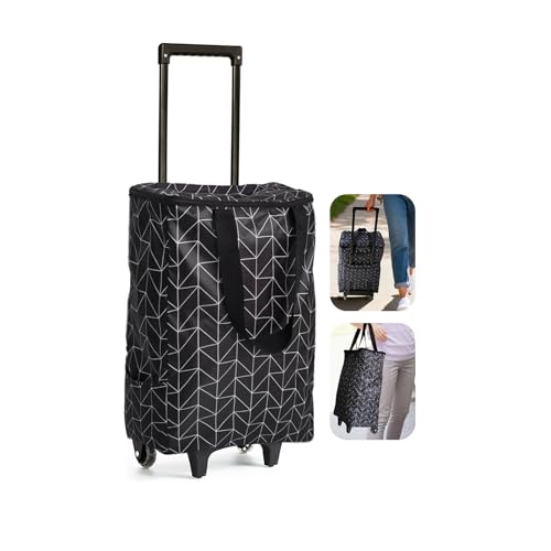 Small Rolling Shopping Cart with Wheels, Foldable & Portable
