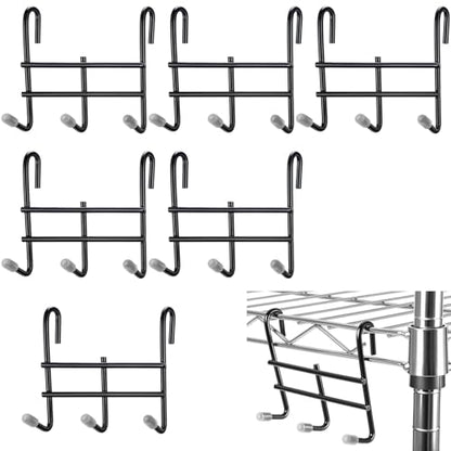 Teenyyou 6 Pack 3 Hook Attachment for Wire Shelving, Black - color: Black