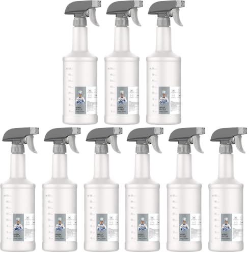 MR.SIGA 24 oz Empty Plastic Spray Bottles for Cleaning Solutions, Heavy Duty Household Reusable Spray Bottles with Measurements and Adjustable Leak Proof Nozzle, 9 Pack - size: 710ml, 9 Pack