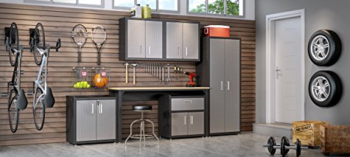 Manhattan Comfort Fortress Collection Convenient Durable Mobile Garage Chest Great for Tools and Supplies, Dark Charcoal Gray/Silver - color: Black/Grey, style: 3-Drawer