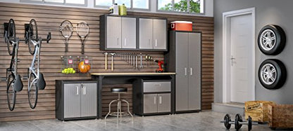 Manhattan Comfort Fortress Collection Convenient Durable Mobile Garage Chest Great for Tools and Supplies, Dark Charcoal Gray/Silver - color: Black/Grey, style: 3-Drawer