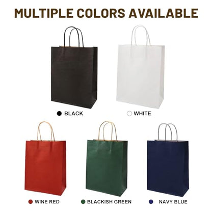 LIHOMR Gift Bags 5.9 "X3.15"X8.25", 50pcs Kraft Paper Bag with Handles - color: Multicolour, size: 8.25 x5.9x3.15 Inch (Pack of 100)