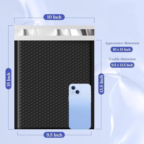 Fuxury Bubble Mailers Bulk 9.5x14.5" 250 Pack Black Large Padded Envelopes - color: Black, size: 9.5x14.5" 250PC