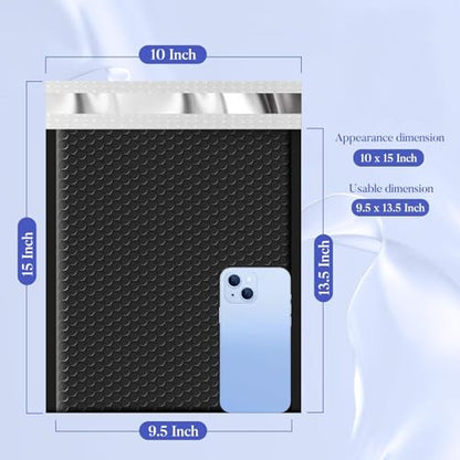 Fuxury Bubble Mailers Bulk 9.5x14.5" 250 Pack Black Large Padded Envelopes - color: Black, size: 9.5x14.5" 250PC